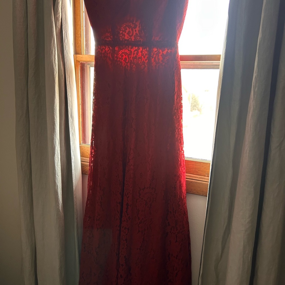 Christina Wu Scarlet Lace Maxi Dress